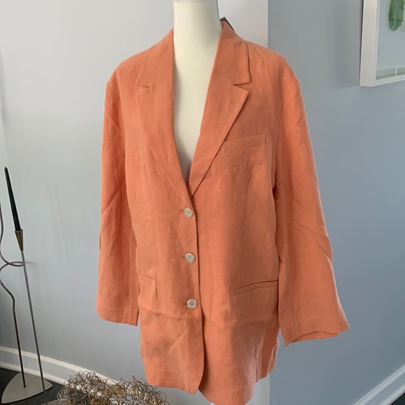 H&M Jackets & Blazers - NWT H&M Premium Collection Coral/Orange Linen Blazer